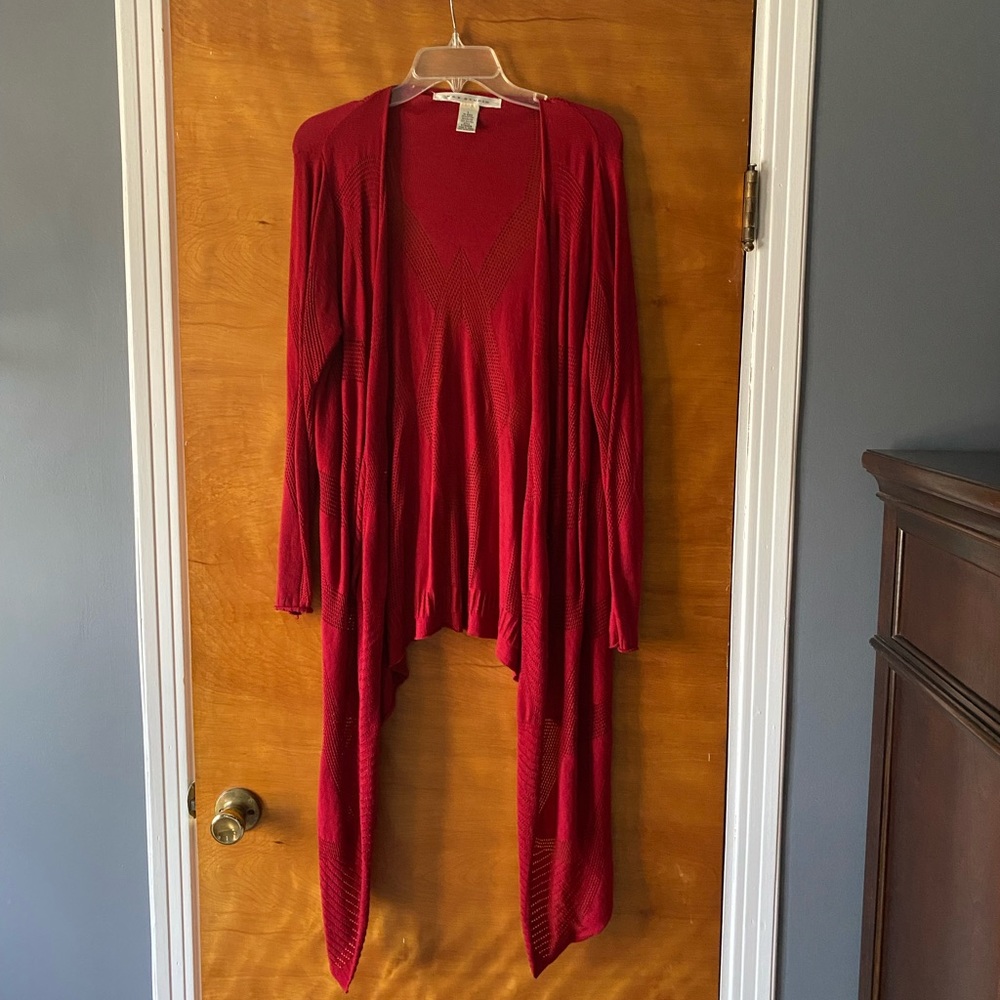 Max Studio Red Knit Cardigan. Size L